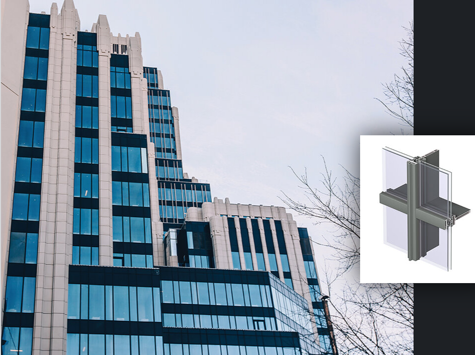 Unitized застеклять стеклянного фасада ненесущей стены водоустойчивый двойной закаленный