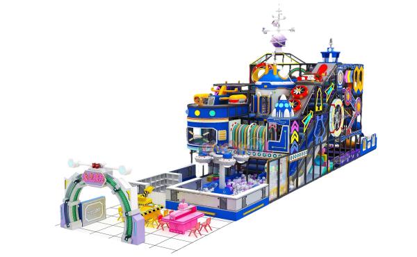 Blue Interstellar Children's Indoor Playground With Space Exploration Theme