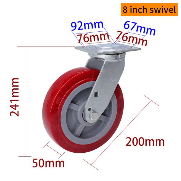 EDL Heavy Duty Casters 200mm 8 Inch Swivel Caster Wheels 738-86