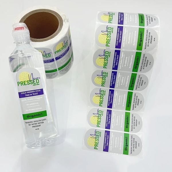 High Quality Juice Sticker Logo Clear Printing Water Bottle Packaging Label Custom Juice Bottle Labels