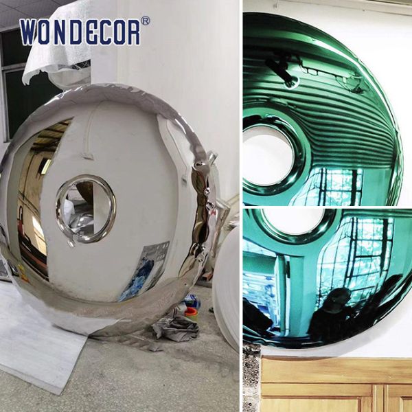 Зеркало Металлическое Скульптура Скульптура из нержавеющей стали Круговое украшение дома