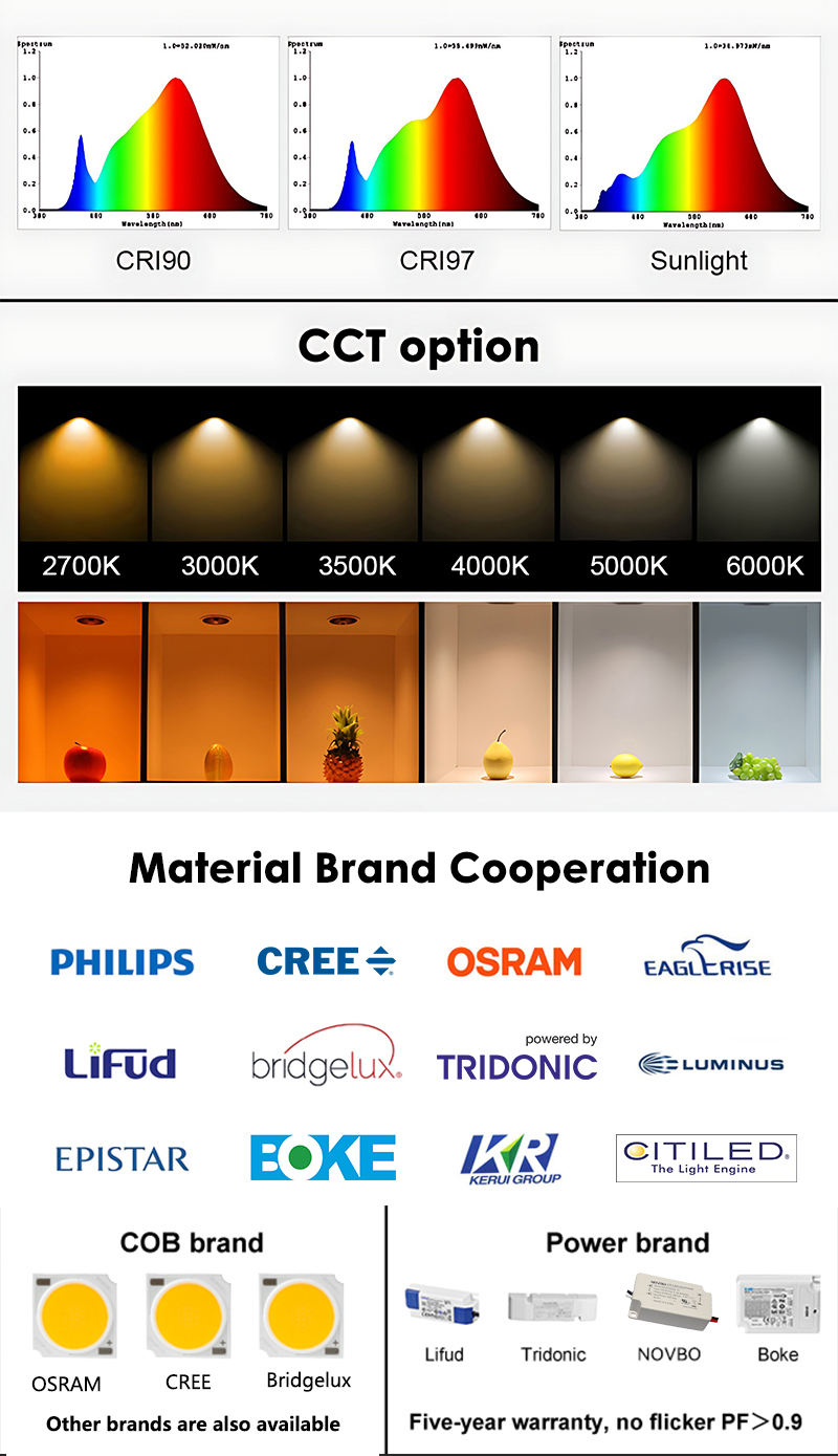 Factory price Triac 0-10 Dali Dali-2 Control COB Series LED Recessed Down Light LED Down Light LED Spot Light