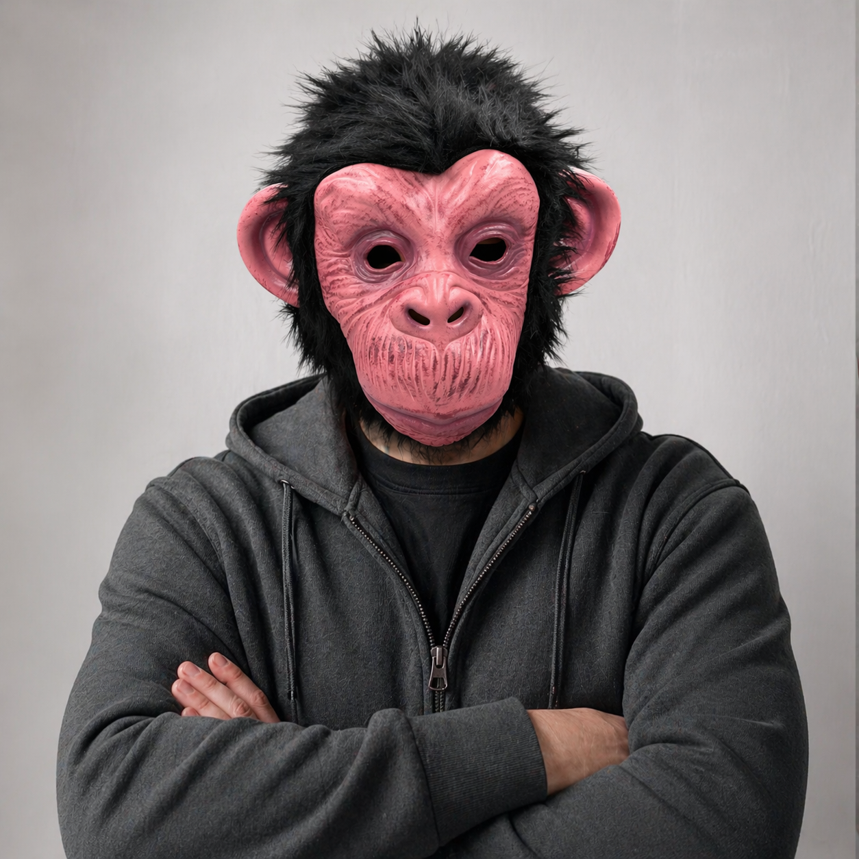 Realistic Chimpanzee Latex Mask - Full Head Monkey Mask with Faux Fur for Cosplay & Parties
