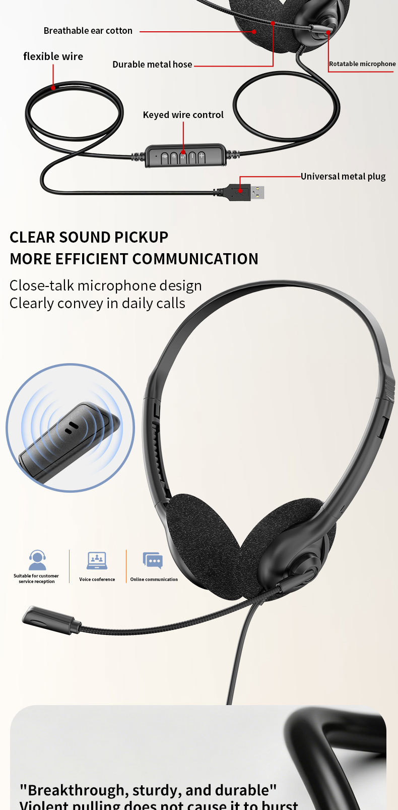 JTY-0123 Colorful Wired Head Mounted Telephone Headphones with Foldable Microphone Lightweight Online Learning Office Headphones Support Logo Color Plug OEM/ODM Private Model Customization