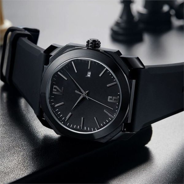 13mm Thickness Silicone Quartz Watch 2.5D Curved Square Calendar Tape