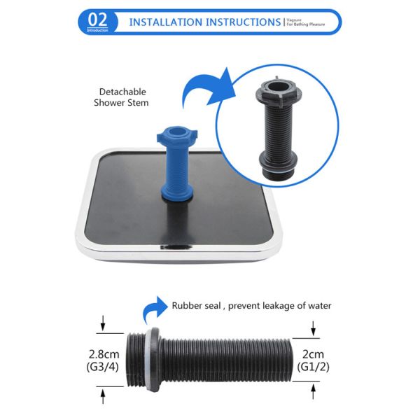 7 Inch Grey Rainforest Shower Head , Ceiling Rain Shower Head For Shower Cabin