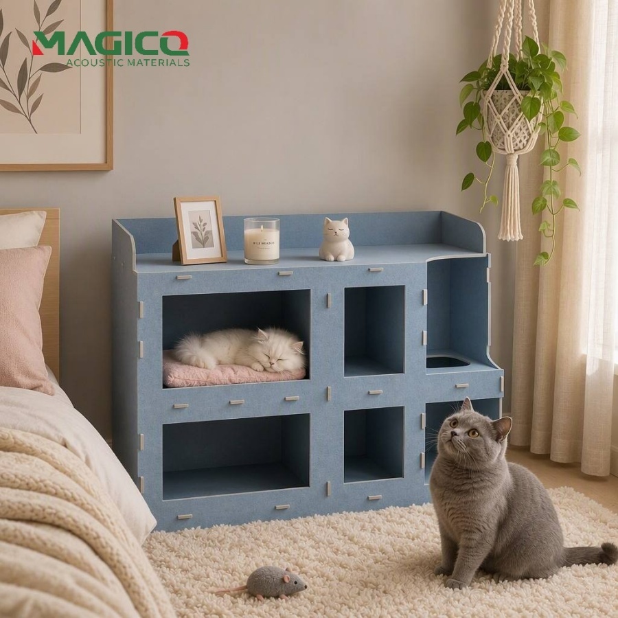 Castle Block Modular Cat Castle With Battlement Roof For Climbing And Vertical Play In Active Cat Households