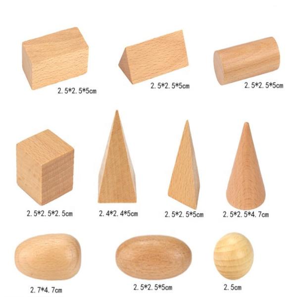 3D que conta a matemática de madeira Toy Geometric Wooden Blocks de 5cm