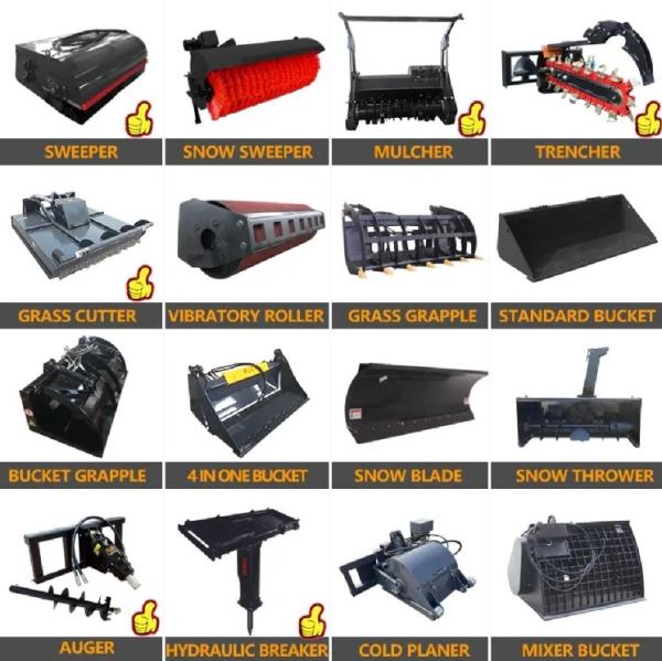 4x4 Wheel Drive Mini Skid Steer Loader CE EPA Certified Attachments Excavator Bucket