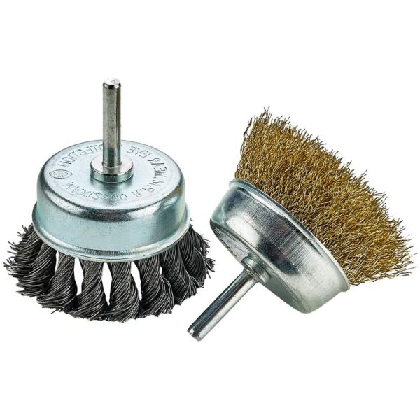 sistema de cepillo de la rueda del alambre de los 8.5cm 2pcs que anuda el cepillo de acero inoxidable de la taza que prensa