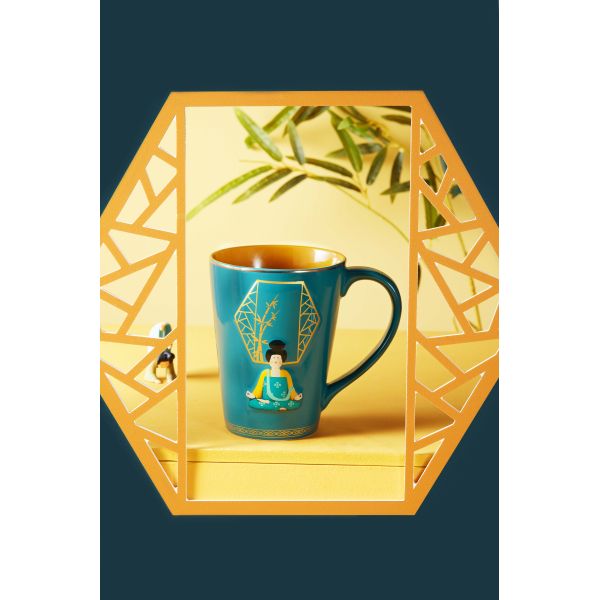 Керамическая большая емкость рельефная чашка для кофе и чая 3D принт для йоги в китайском стиле