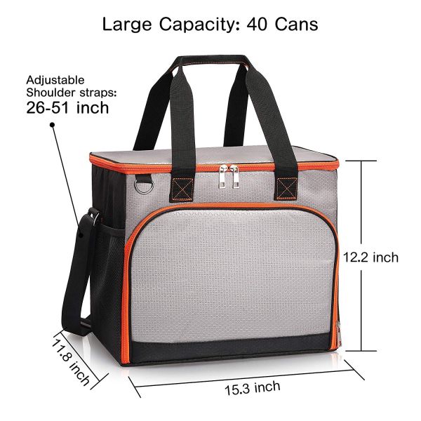 40 Cans Insulated Cooler Tote Bags Stylish With Insulated Compartment Hiking BBQ Party