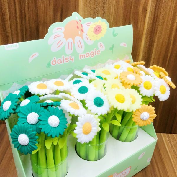 Fluent Writting Pen, 12 Pcs 0.5 Mm Black Ink Flower Shape Rolling Ball Cute Gel Ink Pen For Student And School Office Supplies (Flower)