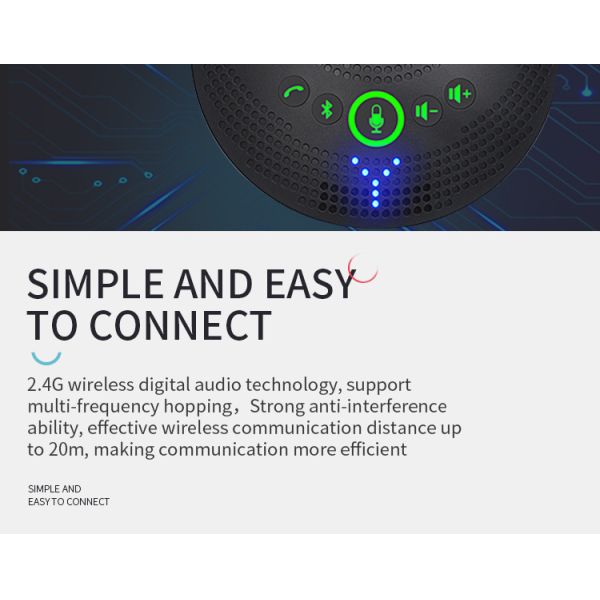 Professional Conference Microphone SQ-M13B 2.4G Wireless Omnidirectional Microphone, 360 Degree Pickup, High Definition Audio, and Noise Reduction