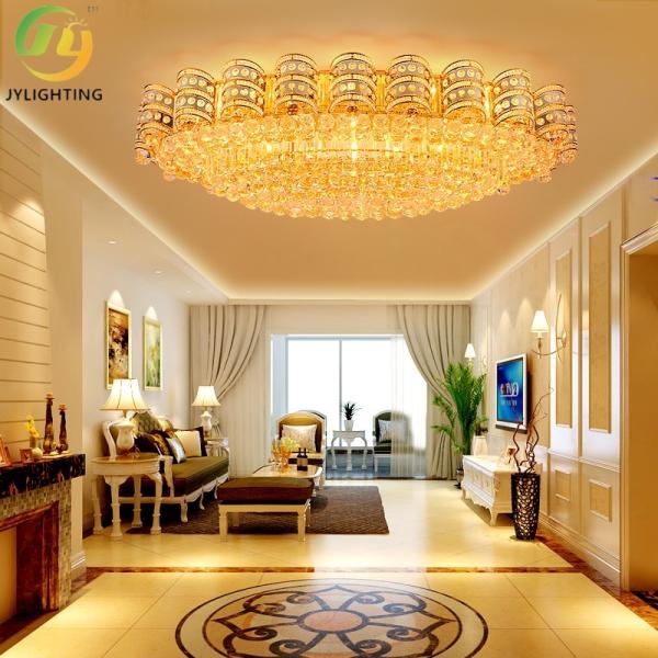 JYLIGHTING Lustre Européen de Luxe en Cristal Doré à LED pour Salons et Entrées, Lampe Suspendue