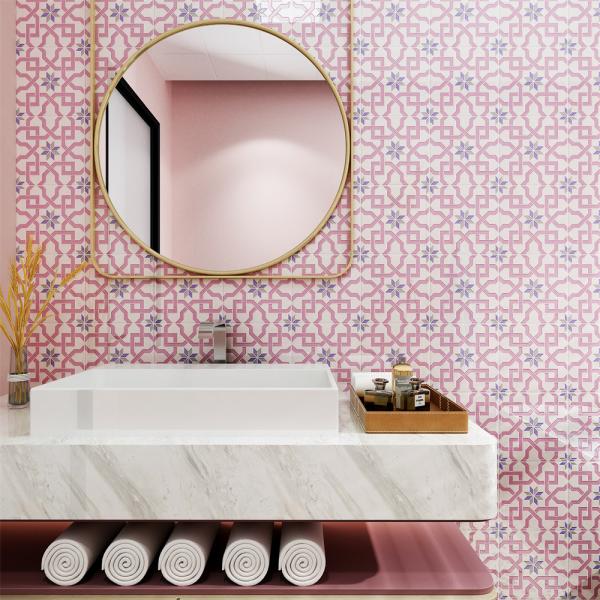 Pink Ceramic Rustic Tile 20x20cm AAA Grade for Bathroom Walls