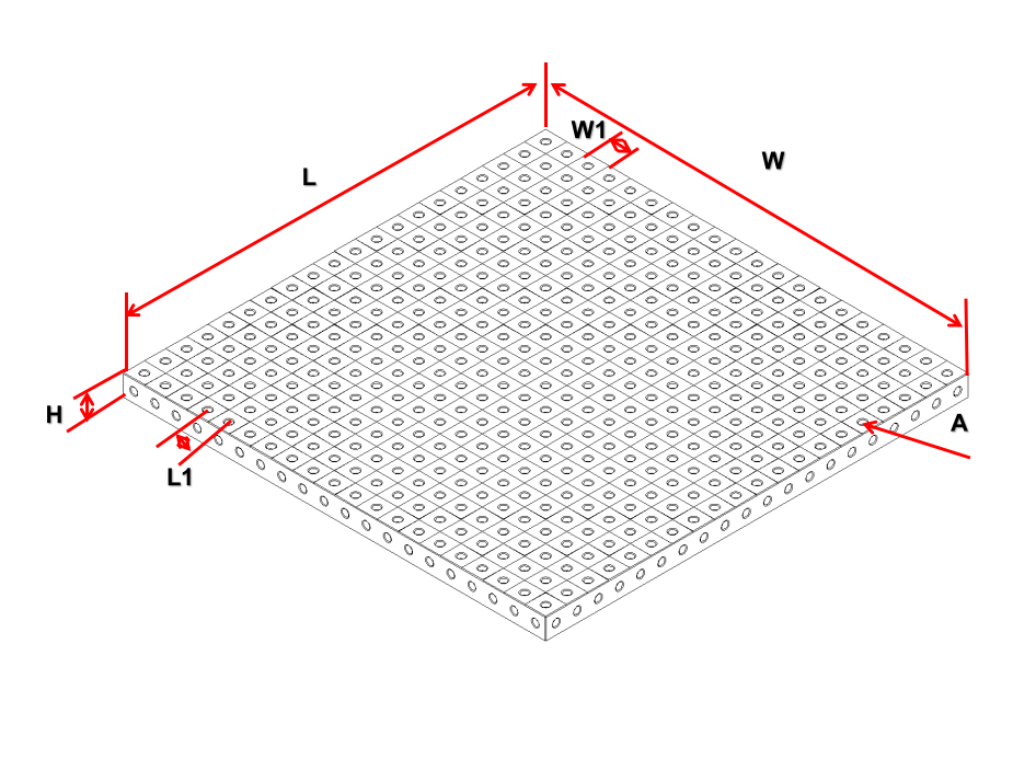 16mm Hole Fabrication Fixture Table 50mm Grid CNC Machined Precision Welding Table