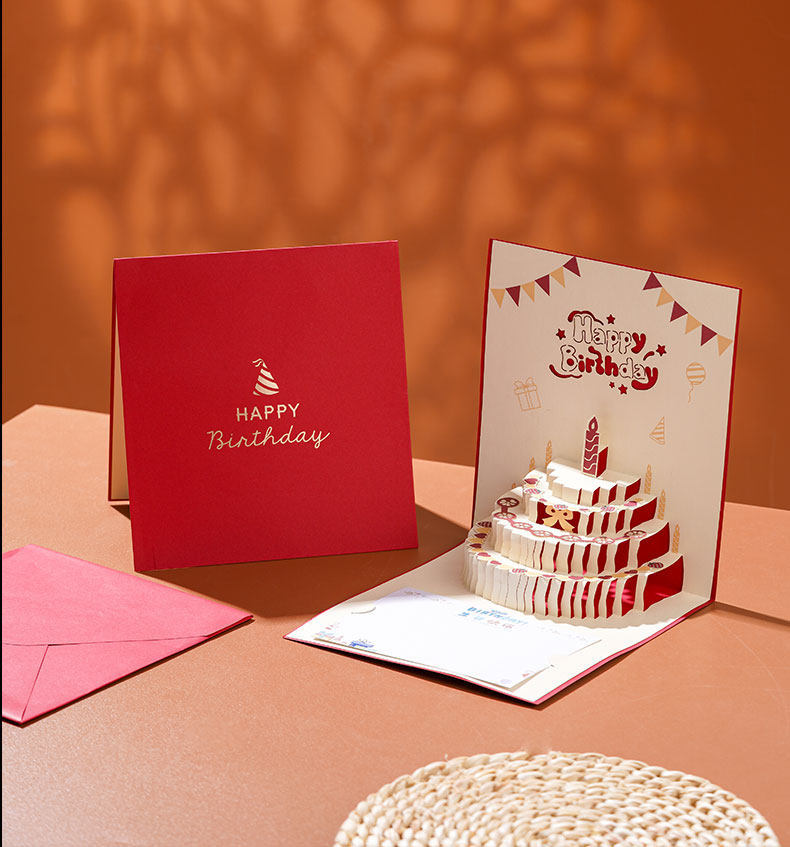 3D Pop Up Birthday Cake Greeting Cards With Matching Envelopes