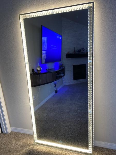 Led Light Up Full Length Floor Mirror For Bedroom Salon Vanity Crystals