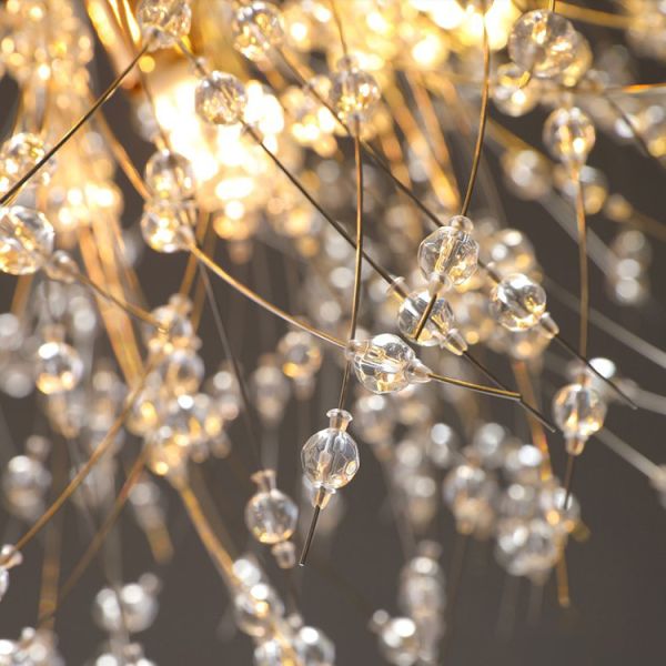 luxury round hanging fixture firework pendant lights led lighting modern glass crystal sputnik chandeliers