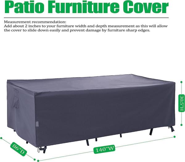 Outdoors Heavy Duty Waterproof Anti-UV Extra Large Patio Furniture/Sectional Sofa Cover,140x86