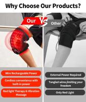 Red Light Therapy Knee Wrap for Pain Relief 660nm 850nm Infrared Vibration Massage Heat Pad Rechargeable and Cordless Design