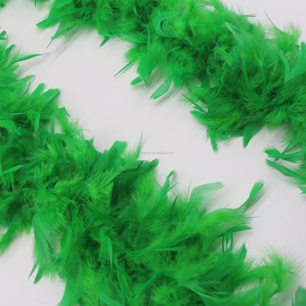 Marabou And Turkey Chandelle Feather Boa , Green Feather Scarf Festival Decoration