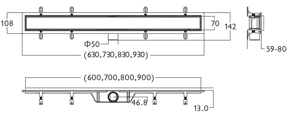 Plastic 360 Degree Rotatable Shower Drains Adjustable Hight Bathroom Floor Drain