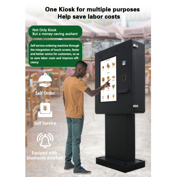 24 inch IP65 Waterproof Self Service Kiosk with 1500 Nits Brightness for Outdoor Touch Screen Payment