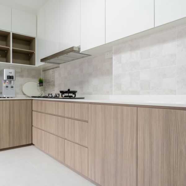 Small Kitchen Pullout Cabinet White And Wood Grain Melamine For Home