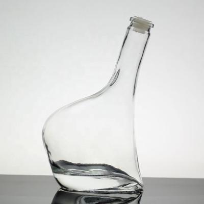 Custom Made Heart Shaped Glass Bottle With Crown Cap And Lid Unique Design