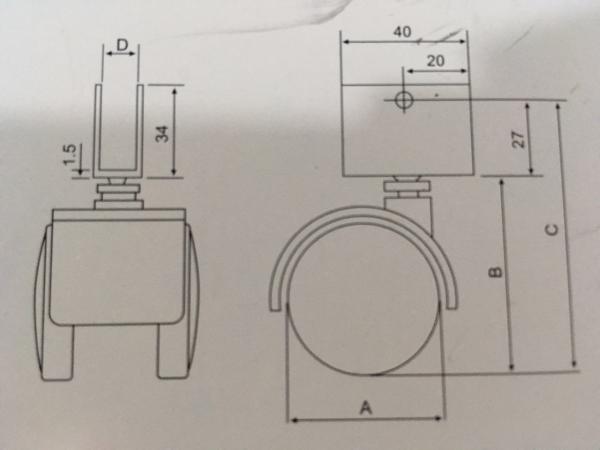 50mm nylon U furniture castor wheel