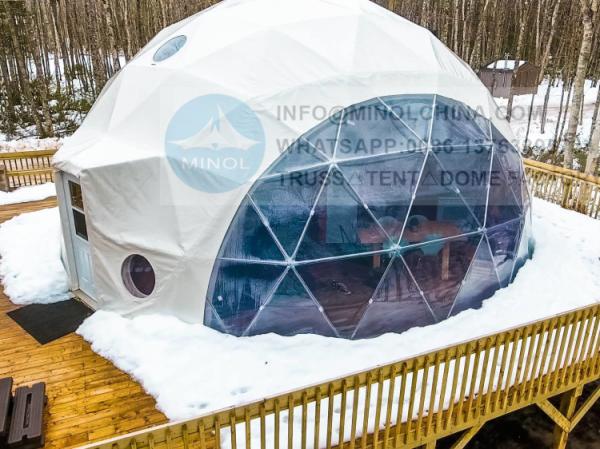 6m Diameter Glamping Dome Tent With Air Conditioning Private Bathroom