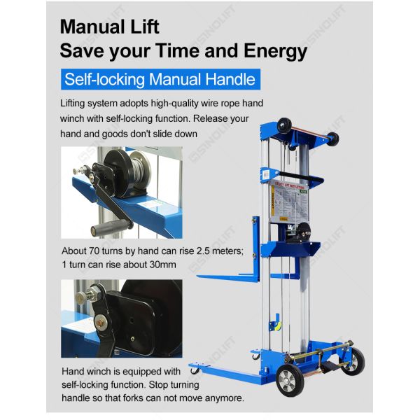 Apilador manual con cabrestante de la serie SW con patas de apoyo – Estabilidad superior para cargas exigentes