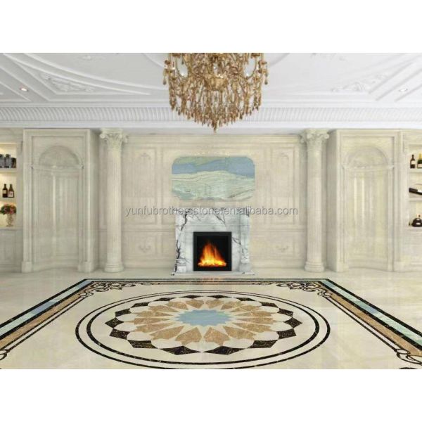 Indoor Fragrant Snow Plum Fireplace Surround in Arched French Style Stone for York Homes