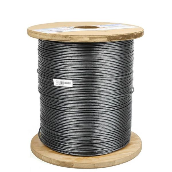 Black Galvanized Steel Aircraft Cable 3/32 Diameter 1000m Length with GBT20118-2006/DIN3055-72 Standard for Stage Curtain
