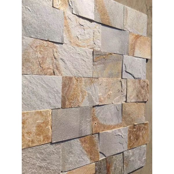 Natural slate culture stone sawn cut split China yellow beige color