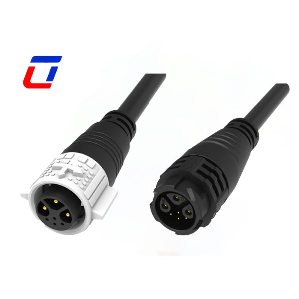 3+4 Pin Waterproof Wire Connectors M19 Push Lock Power Signal Molded Connector