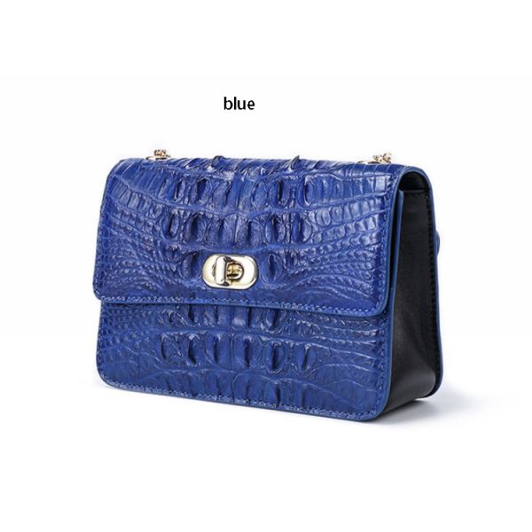 Fashion crocodile skull leather bag for women with one shoulder slung chain small square bag
