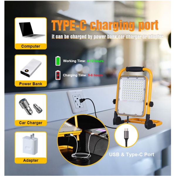 High-Brightness Portable LED Work Light Aluminum Alloy Body IP65 Waterproof For Workshops  Warehouses Construction Sites