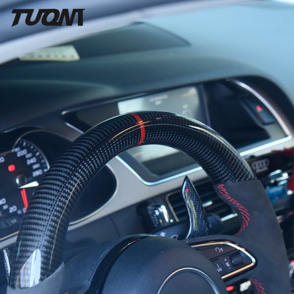 Custom Suede Leather Audi Carbon Fiber Steering Wheel Automotive Accessories