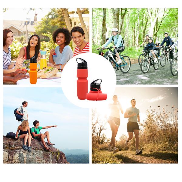 750ml Anti-corrosion Coated Silicone Water Bottle for Travel and Sports Customizable