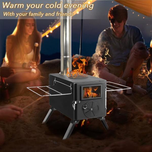 Titanium Tent Wood Stove Oven Folding Portable Log Winter Camping Foldable Ultra Light Hiking Cooking Bbq Chimney