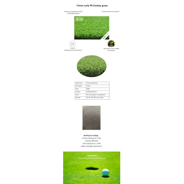 Desgaste artificial de la altura de la hierba el 13m del golf sintético del césped del putting green - resistente