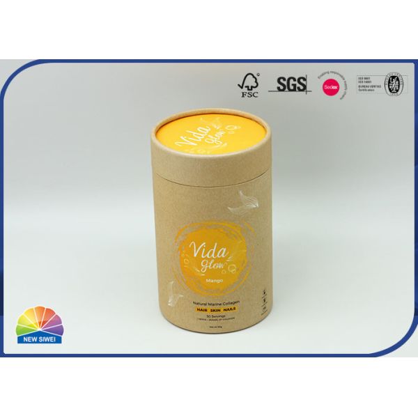 Matte Lamination Recyclable Kraft Cylinder Container Pack Tea