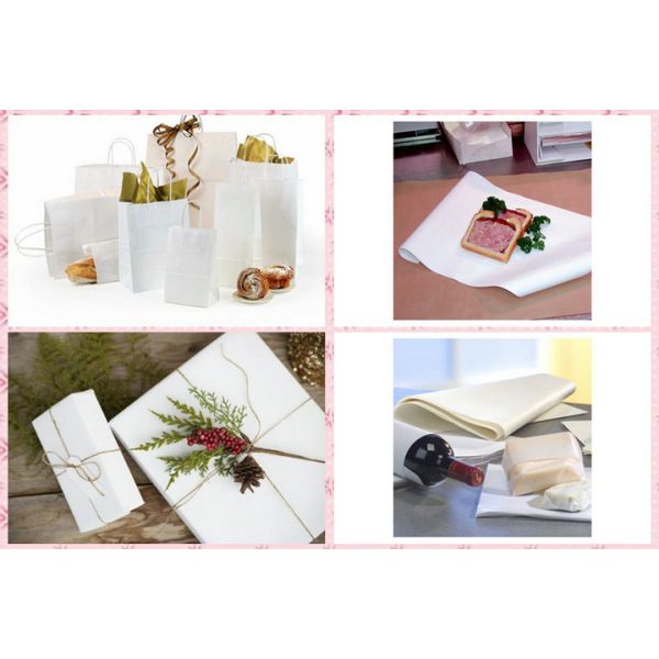 26gsm ao rolo branco à prova de graxa FDA FSC do papel de embalagem de 50gsm Certificado