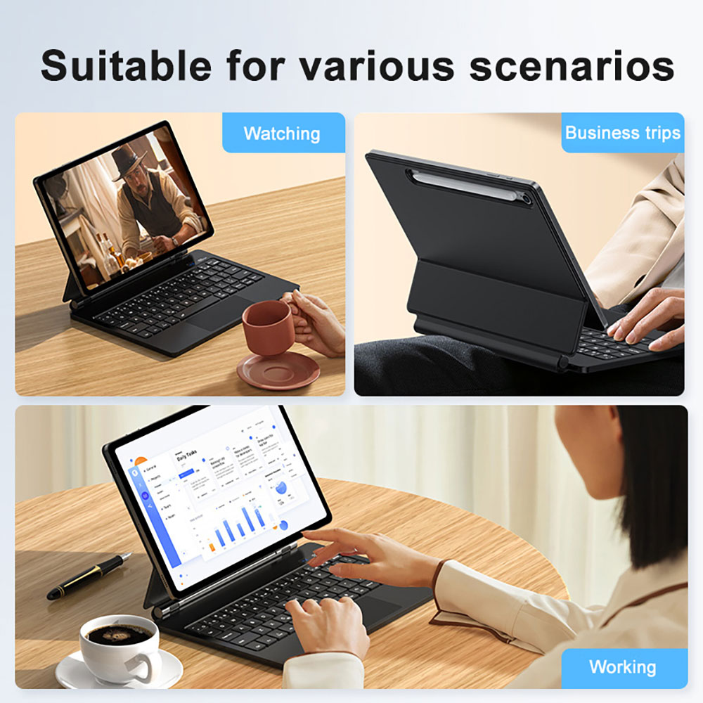 Laudtec Wholesale Secure Magnetic Keyboard Case RGB Floating Stand for Samsung Tab S8/S9/S10/S11 Lite 11inch OEM Custom Layout