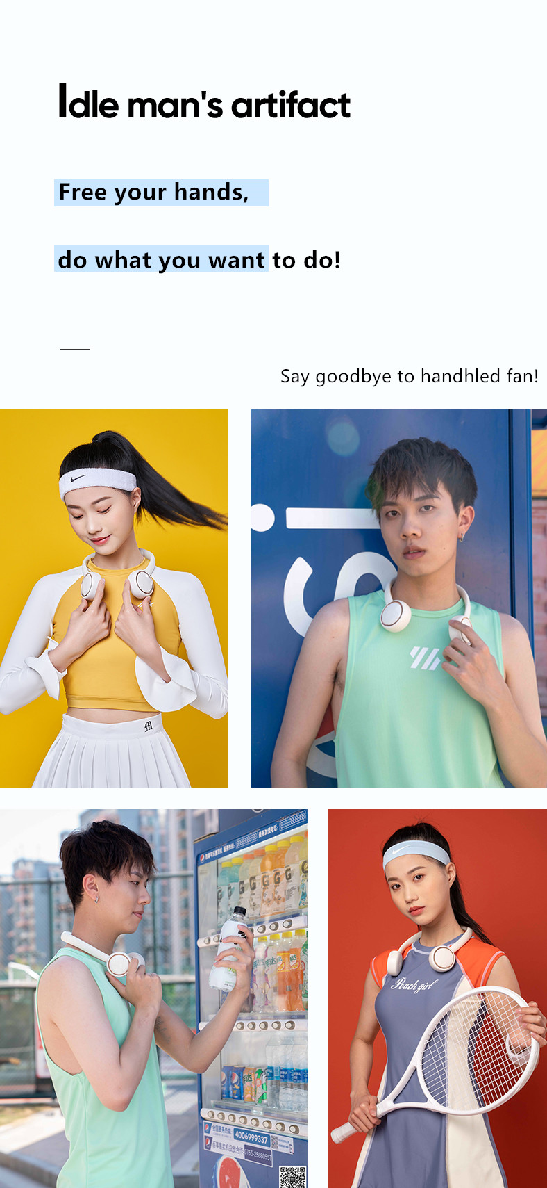 Factory Direct Neck Fan ODM/OEM Available 3-Speed Quiet Portable Personal Fan USB Rechargeable Adjustable Angle