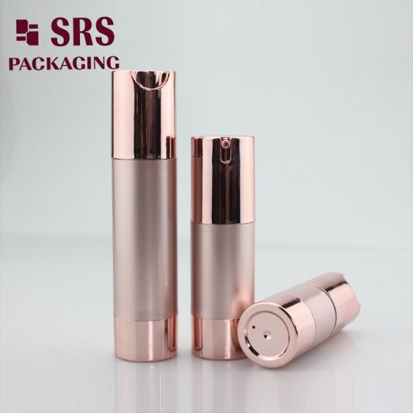 empty custom color rose gold plastic serum bottle airless 30ml
