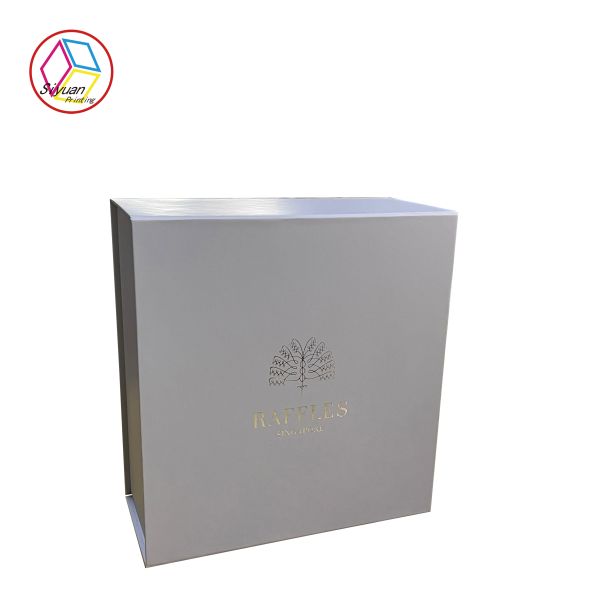 Matte Grey Silver Foiled Cubic Fancy Paper Gift Box With Peral Foam Insert